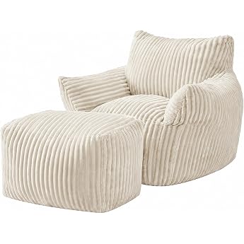 JULY'S SONG Equemer Bean Bag Chair with Stool, XXL Bean Bag Sofa, for Adults or Children, Equemer Armchair, Lounge, Living Ro