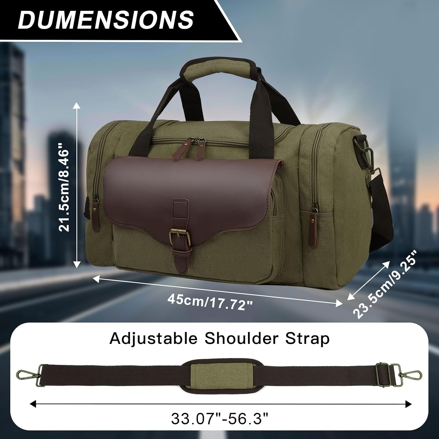 22L Lightweight Travel Duffle Bag - Approved Under Seat Carry-On, Multi-Pocket Weekender Gym Bag with Adjustable Straps, Unisex Overnight Bag for Men & Women (Armygreen)