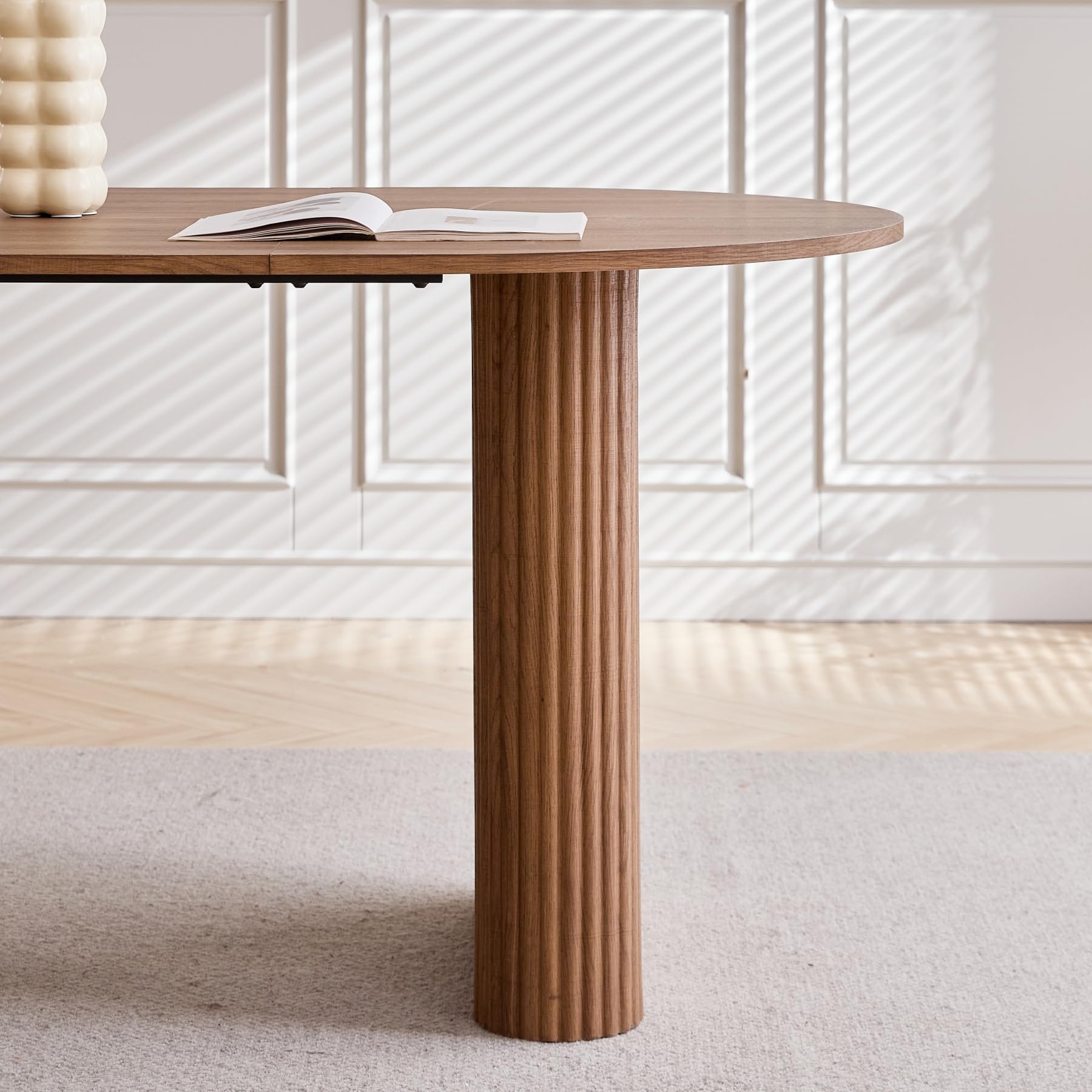 Ovaler Esstisch aus Holz, 180 cm Moderner Küchen-Esstisch, Großer MDF-Schreibtisch für 6–8 Personen (Dunkelbraun)