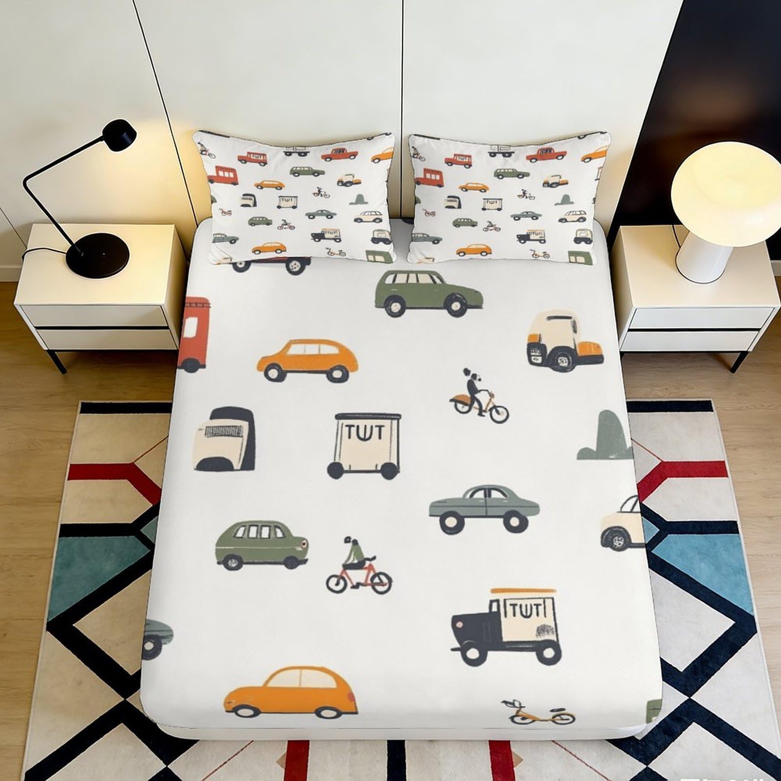 3D Printed Geisha Pattern Fitted Sheet Microfiber Deep Pocket Non-Slip Japanese Floral Mattress Fitted Cover for Adults Bedroom 140x200x25cm