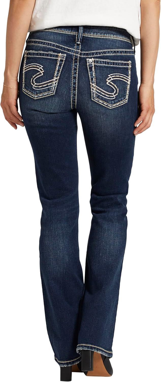 Silver Jeans Co. Women’s Suki Mid Rise Curvy Fit Slim Bootcut Jeans