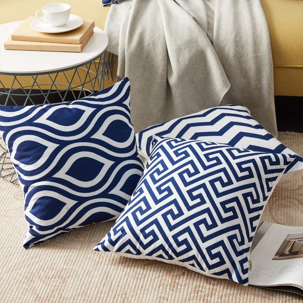 AEROHAVEN Satin 150TC Cushion Covers , 16x16 Inch, 40x40 cm, Blue , Set of 6 Piece 1