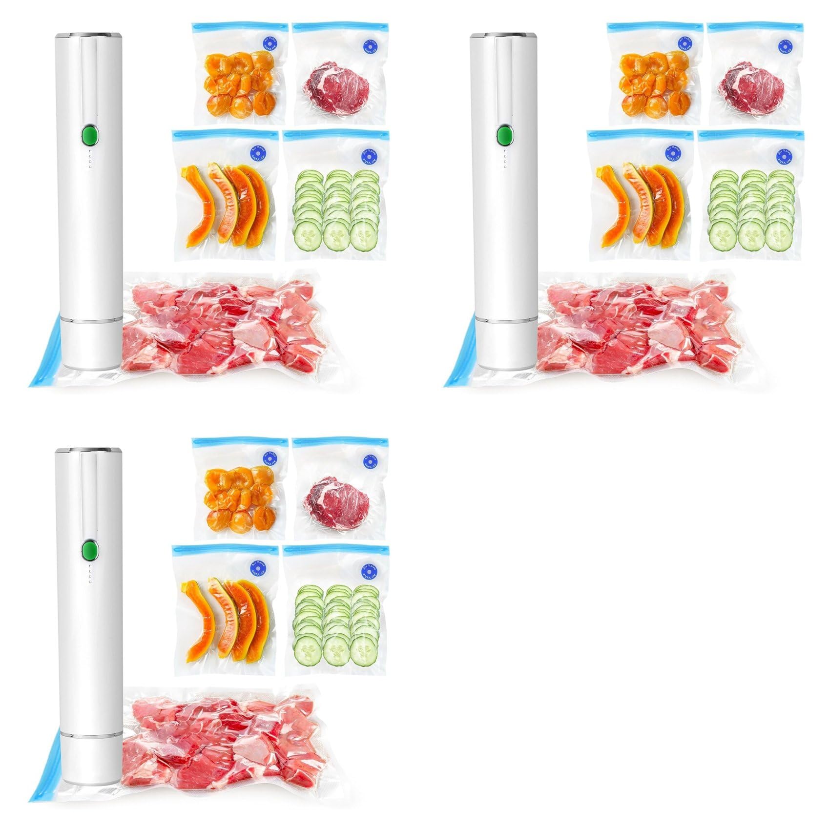 Aundhegrtt 3X Vacuum Sealer for Food - Cordless Handheld Food Vacuum Saver with 10 Pcs Sealer Bags, for Food Preservation &