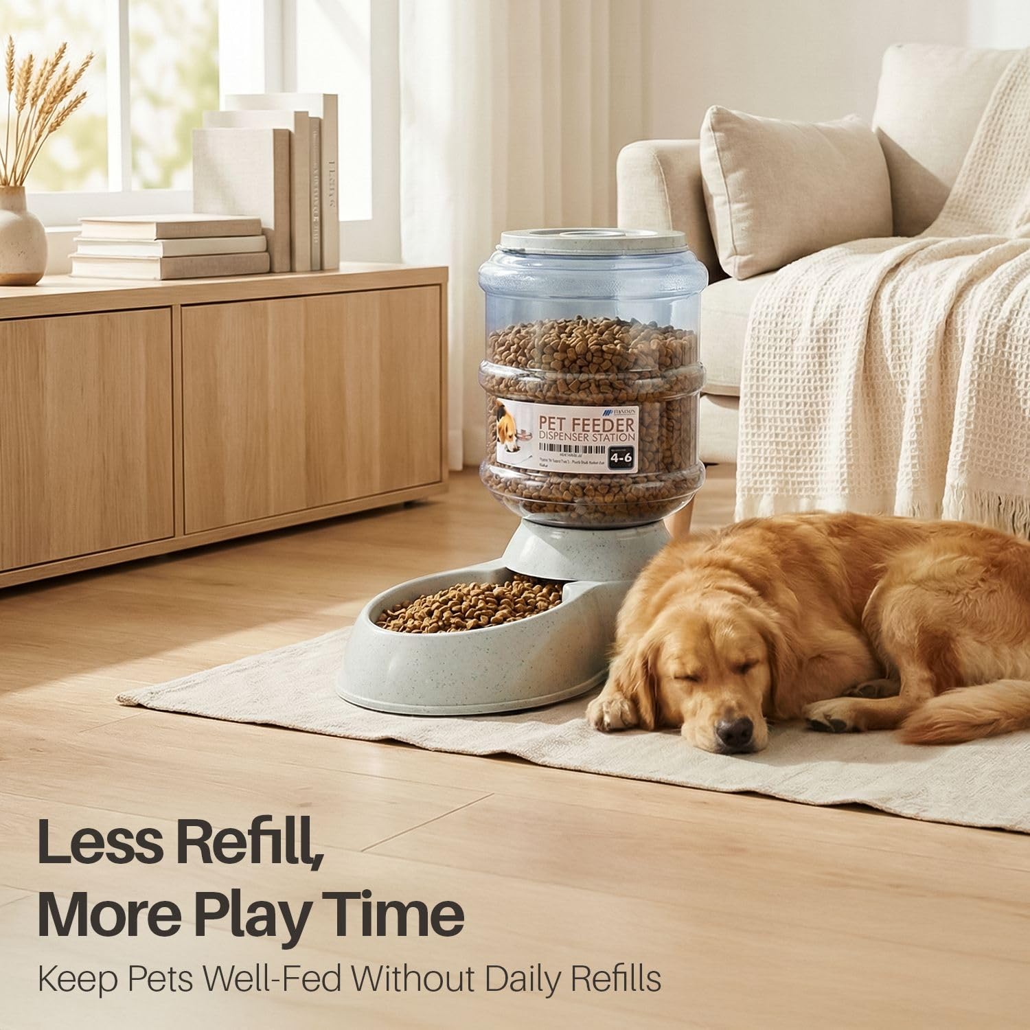 Flexzion Gravity - Dispensador de Alimentos para Mascotas (tamaño de 6 a 12 Libras) para Perros, Gatos, reposición automática, contenedor de Almacenamiento de Alimentos Secos, Cuenco para Perros y