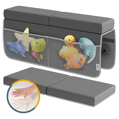 Miniatura 8 de Juego de rodilleras y codos de baño para bebé, 2 pulgadas de grosor, espuma viscoelástica, alfombrilla resistente al agua, cojín esencial para el