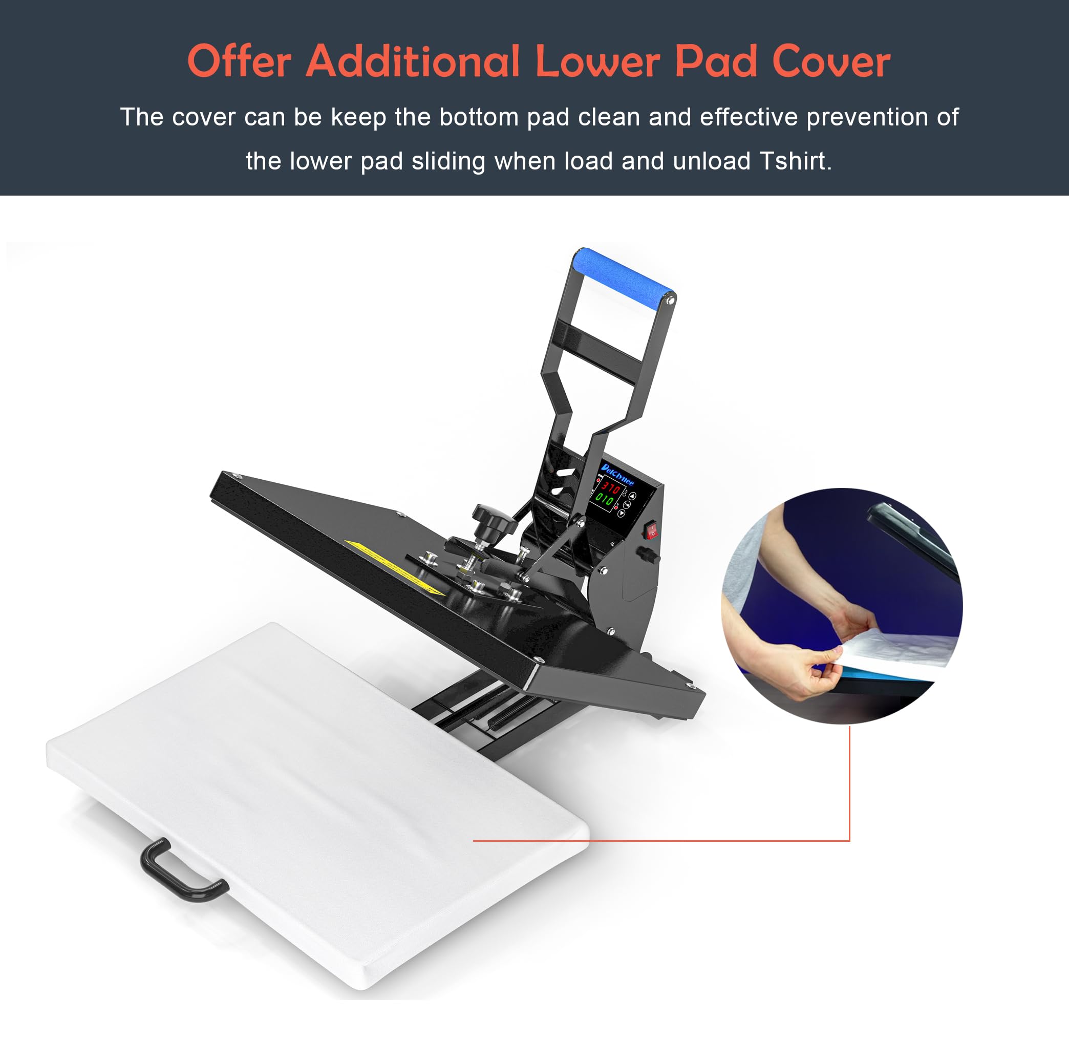 Delclynee 16" x 24" Slide Out Heat Press Machine for T Shirts, Clamshell Pull Out Lower Platen, Industrial-Quality Digital Sublimation Printer for Heat Transfer Vinyl
