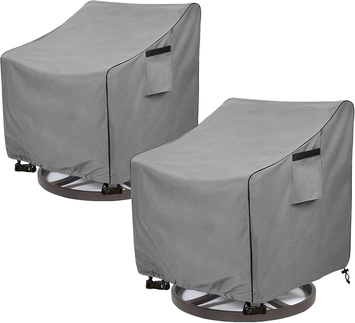 Patio Chair Covers,Heavy Duty 600D Outdoor Furniture Covers Fits up to 30" W x 34" D x 38.5" H inches -2 Pack,Grey