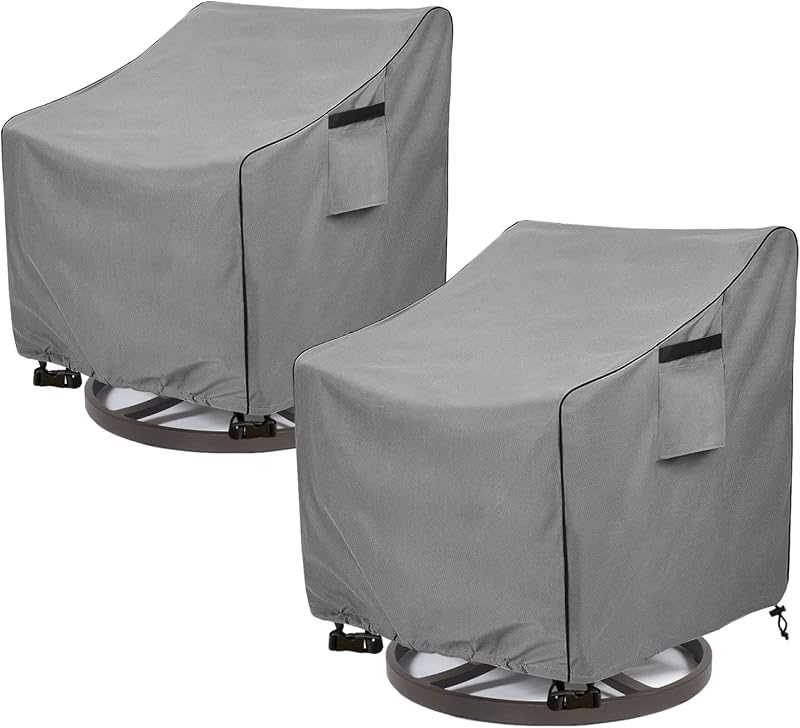 Patio Chair Covers,Heavy Duty 600D Outdoor Furniture Covers Fits up to 30" W x 34" D x 38.5" H inches -2 Pack,Grey