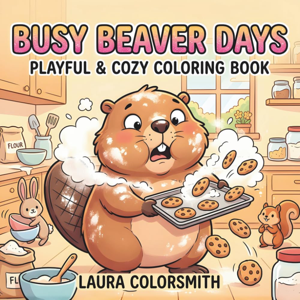 Busy Beaver Days - Playful & Cozy Coloring Book: Adorable Beaver Adventures in Cozy Forest Moments for Fun and Relaxing Coloring (Coloring book with animals)