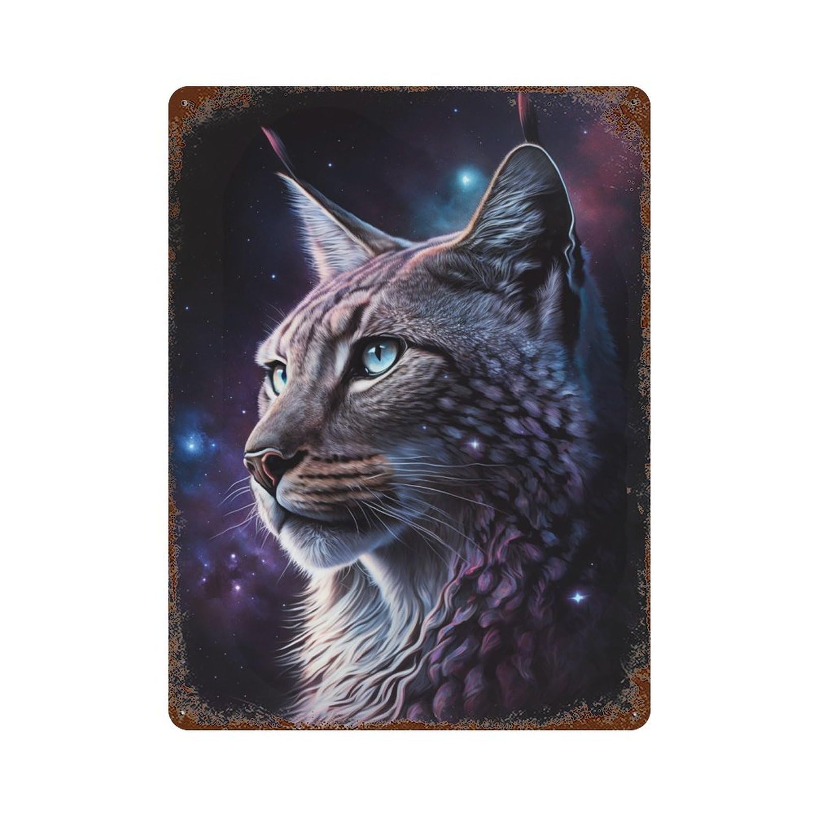 Cosmic Lynx Portrait-8 Decorative Tin Sign 15.7"x11.8", Vintage Wall Decor for Basement, Hobby Room And Garage Decor