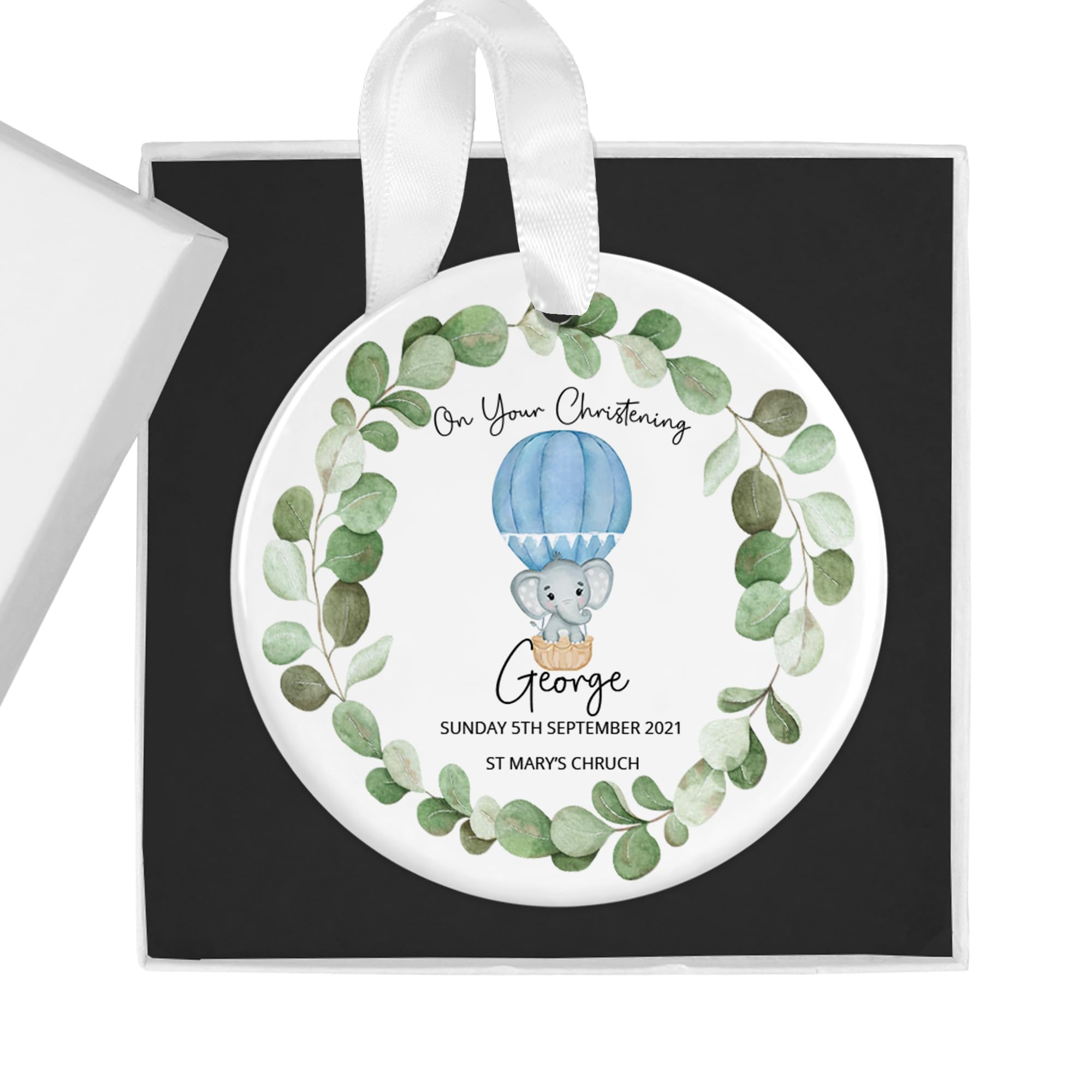 Personalised Christening Ornament with Gift Box, Custom Christening Gifts, Christening Keepsake, Hanging Baptism Gift, Baby Keepsake, Christening Gifts For Boy