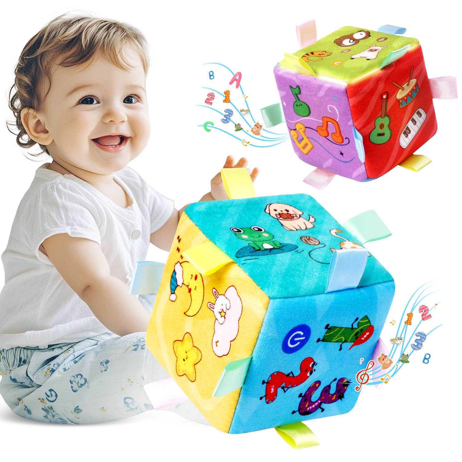 Yaozyety 6-in-1 Educational Toy for 1 Year Old Boy Girl, Musical Learning Cube Baby Toy 6-9-12-18 Month,Tummy Time Light up Toys for Newborn Infant Birthday for 1 2 3 Year Old Boys Girls