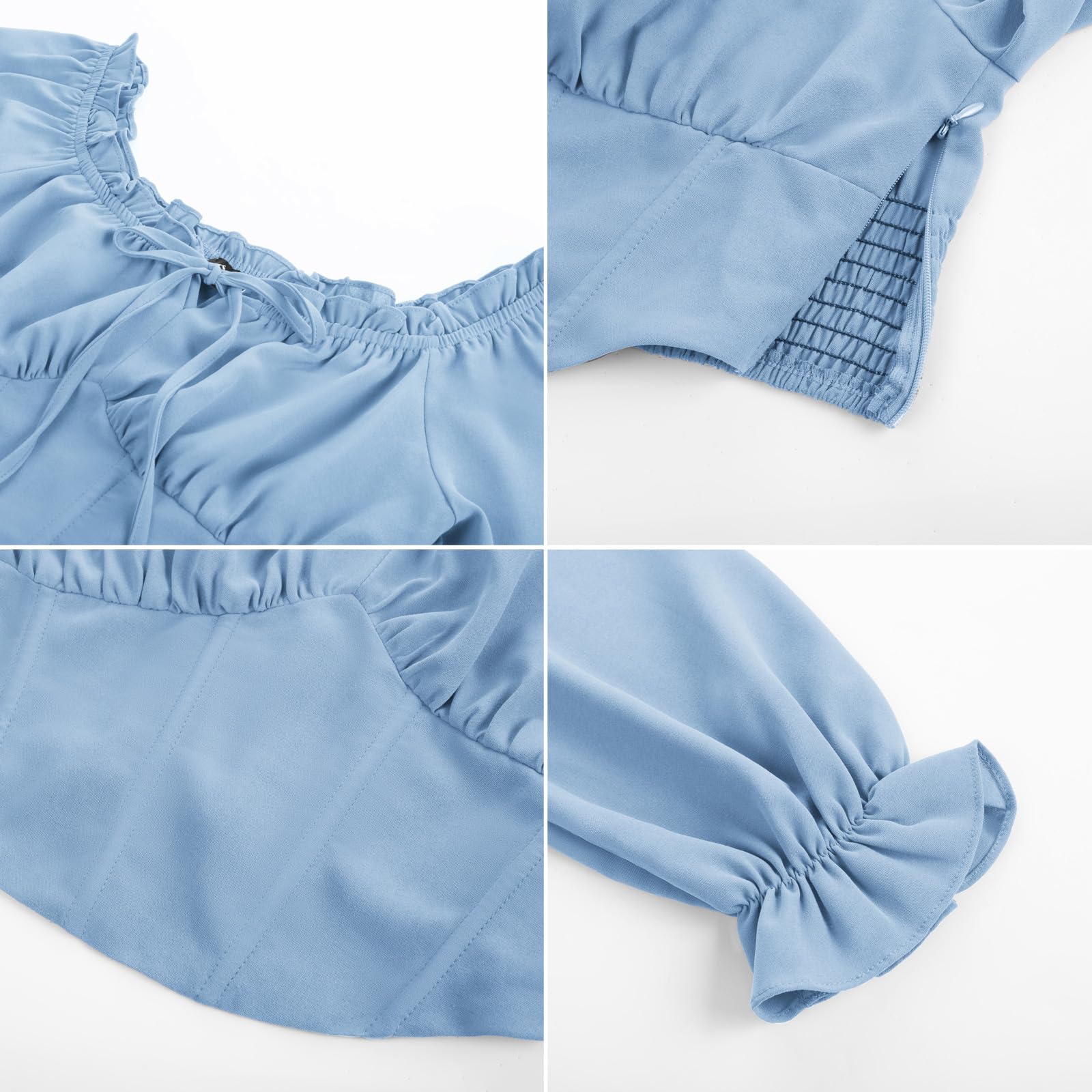 SCARLET DARKNESS Top corto medievale da donna a maniche lunghe corsetto top colletto quadrato elastico in vita camicia pirata