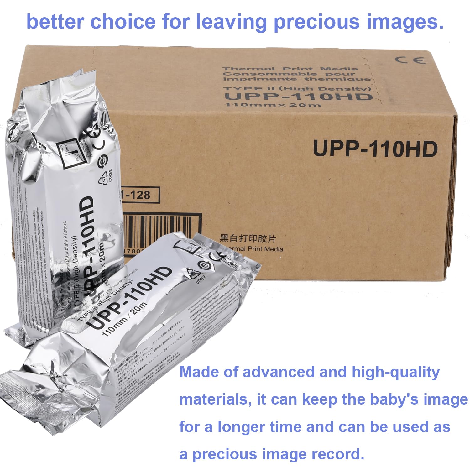 UPP-110HD High Density Ultrasound Paper, Replacement for Sony UPP-110HD, 110 mm x 20m Thermal Print Film/Media 5 Rolls
