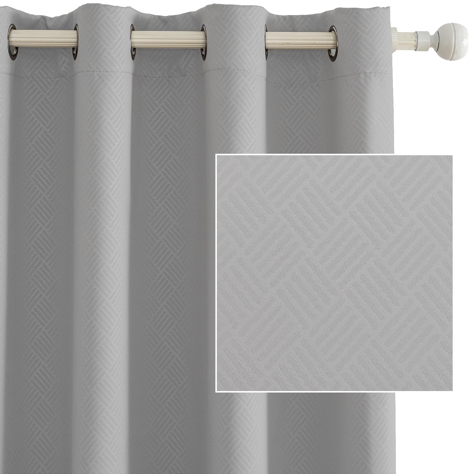 Ystyle Thermal Insulated Curtains Cold and Heat Opaque Bedroom 2 Pieces, 140 x 280 cm, Modern Blackout Curtains with Eyelets for Living Room, Grigio Chiaro Global Recycled Standard Global Recycled Standard Global Recycled Standard