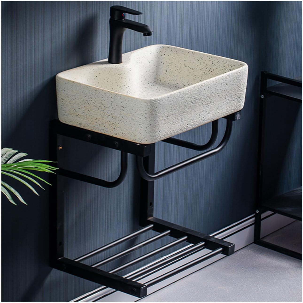 Bathroom Sink Corner, Wall-Mounted Wash Basin Sink with Stainless Steel Bracket, Scandinavian Minimalist Style,A