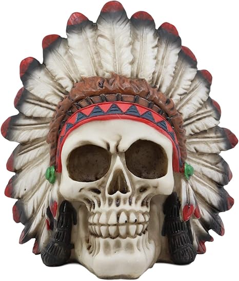 pix Simple Indian Headdress Skull ebros native american indian eagle chief skull statue 5 75 long tribal mohawk warrior gothic skulls with roach headdress figurine day of the dead