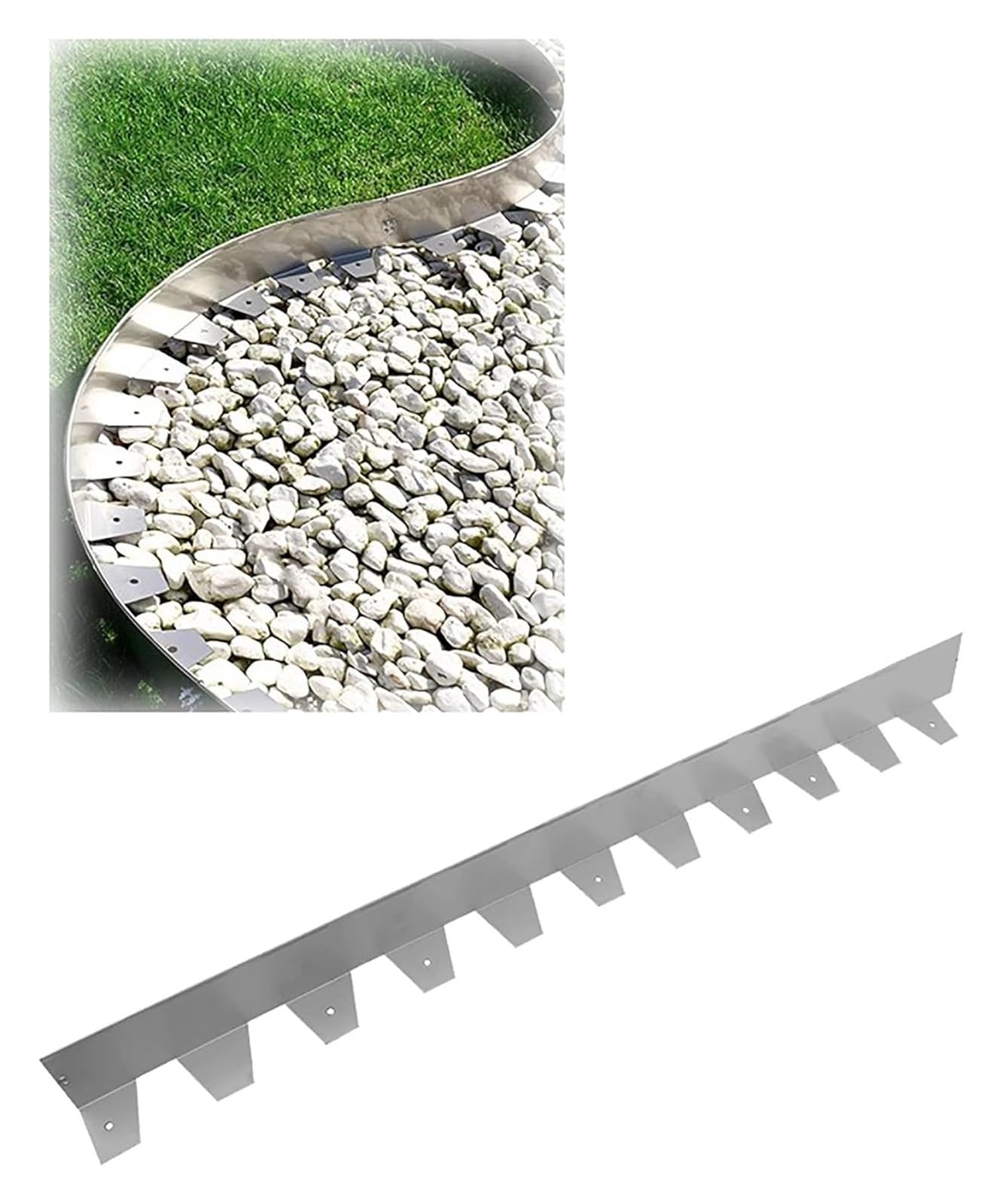 Bordures de Jardin, Bordure incurvée de Jardin d'acier Inoxydable for Le Gravier parterres Fleurs pelouse(10x5x0.1cm)