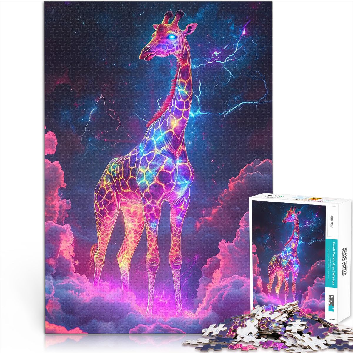 Adults Puzzles 1000 Piece Jigsaws Giraffe Space Animal Challenging Game Gifts 50x75cm Enhance love between couples for Age 14+