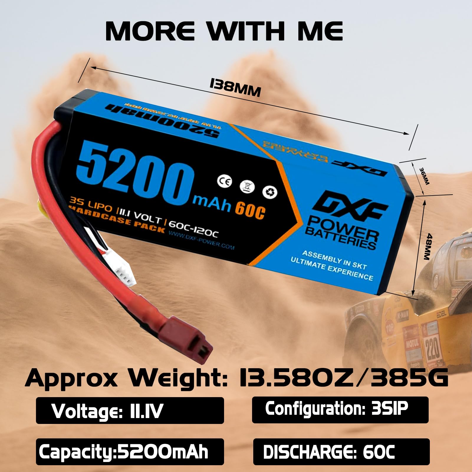 OVONIC Batería Lipo 4S 14.8V 6500mAh 120C Con Conector EC5 – Para Coches RC, Camiones, Aviones Y Barcos (Pack De 2)