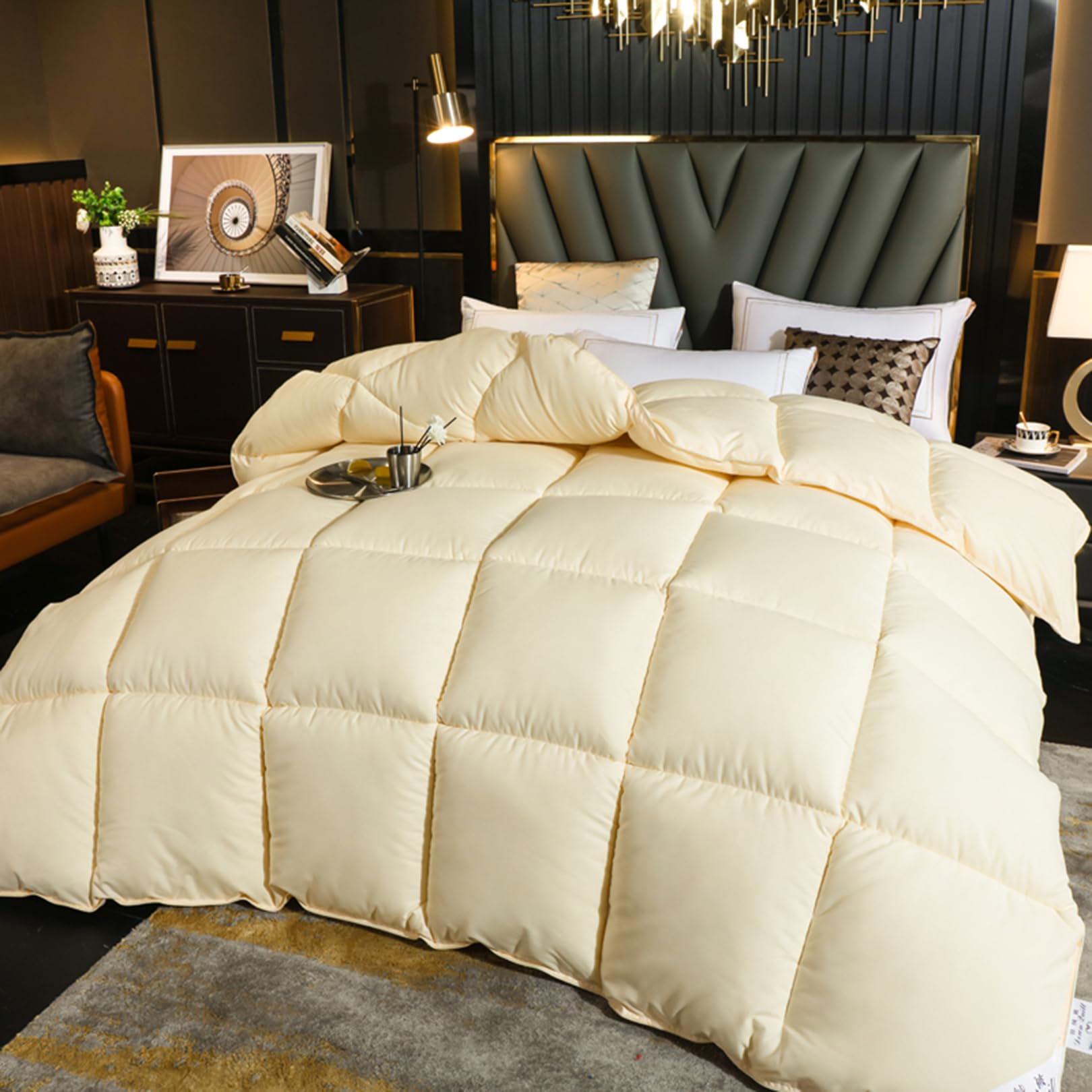 Yinghesheng 4 Seasons Coverless Duvets 350GMS, 2 Person Microfiber Duvet, Lightweight Warm Comfortable Breathable Summer King Size duvet,Yellow,200x230cm2kg