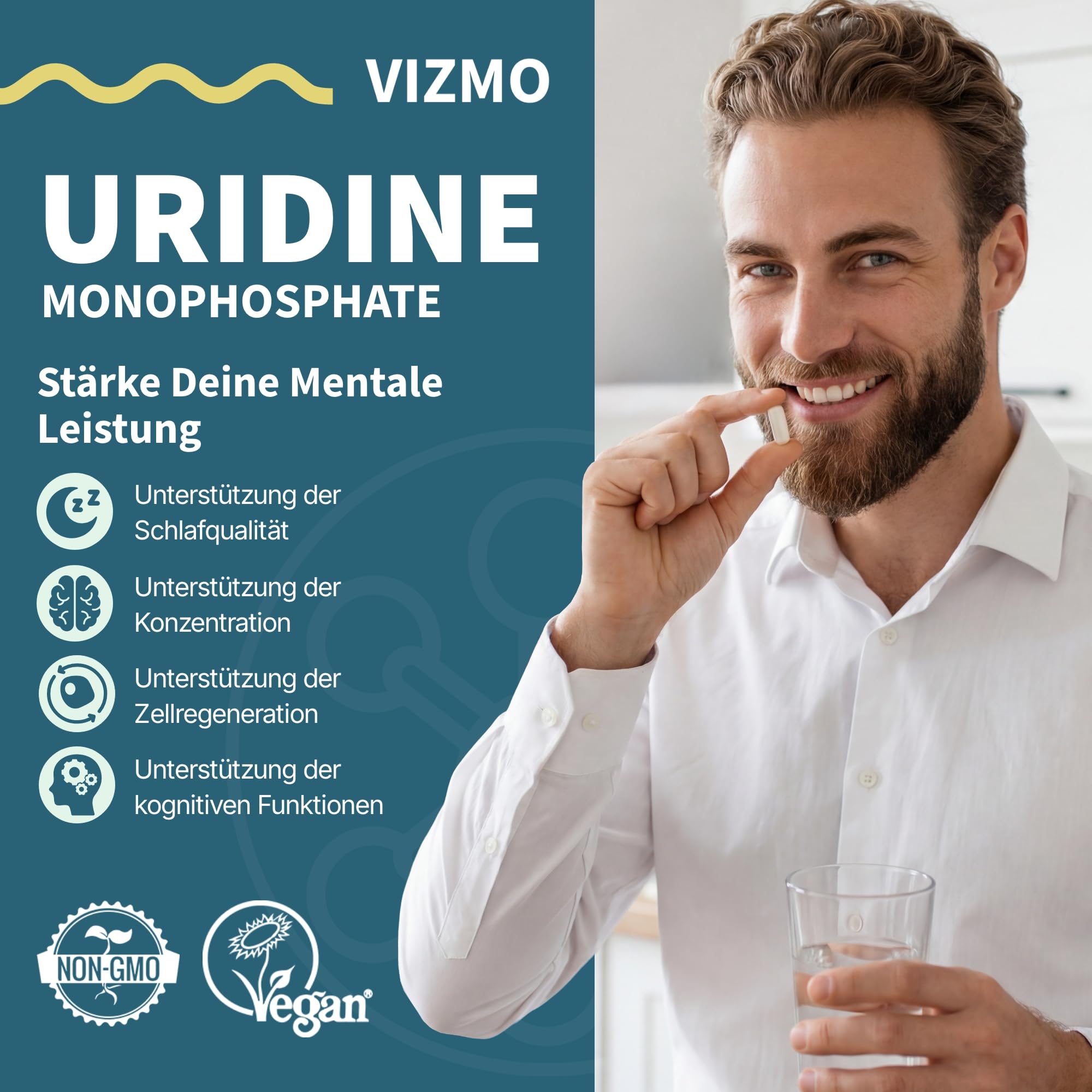 Täglicher Neuro-Routine-Stack (2-in-1) für vielbeschäftigte Erwachsene mit aktivem Lebensstil – Uridinmonophosphat & L-Theanin für kognitive Funktion, Aufmerksamkeitsstabilität und Fokusbalance