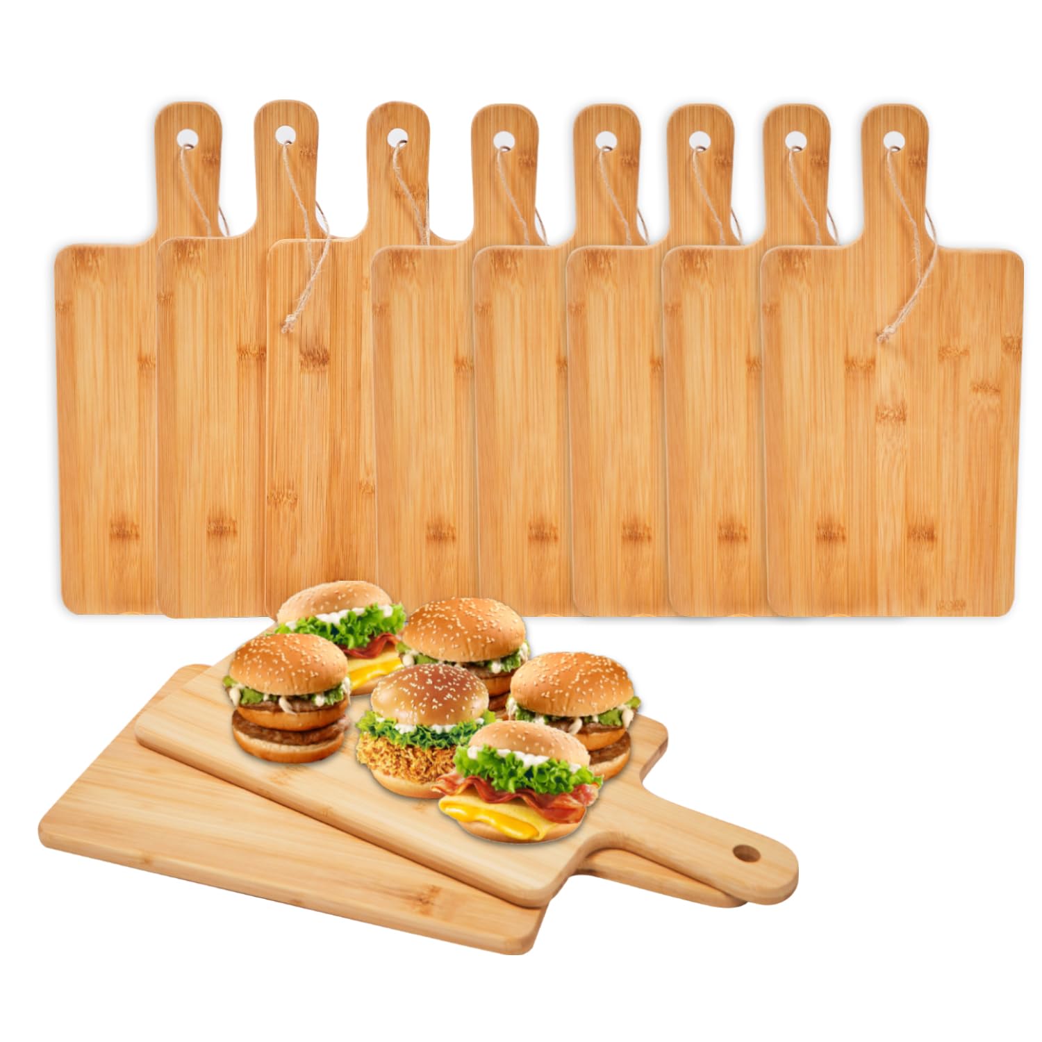 10 tablas de cortar de madera a granel para cocina, tablas de embutidos de bambú personalizadas de 15 pulgadas, tabla de cortar para pizza, queso, postre, frutas, verduras