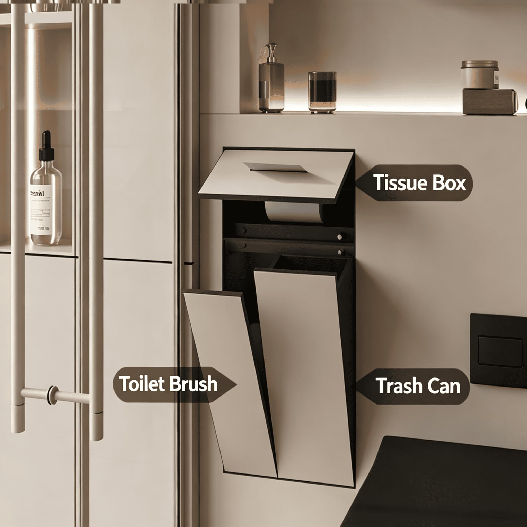 Einbau-Toilettenpapierhalter,In-Wall-Badezimmer aus Edelstahl 304 Kabinett
