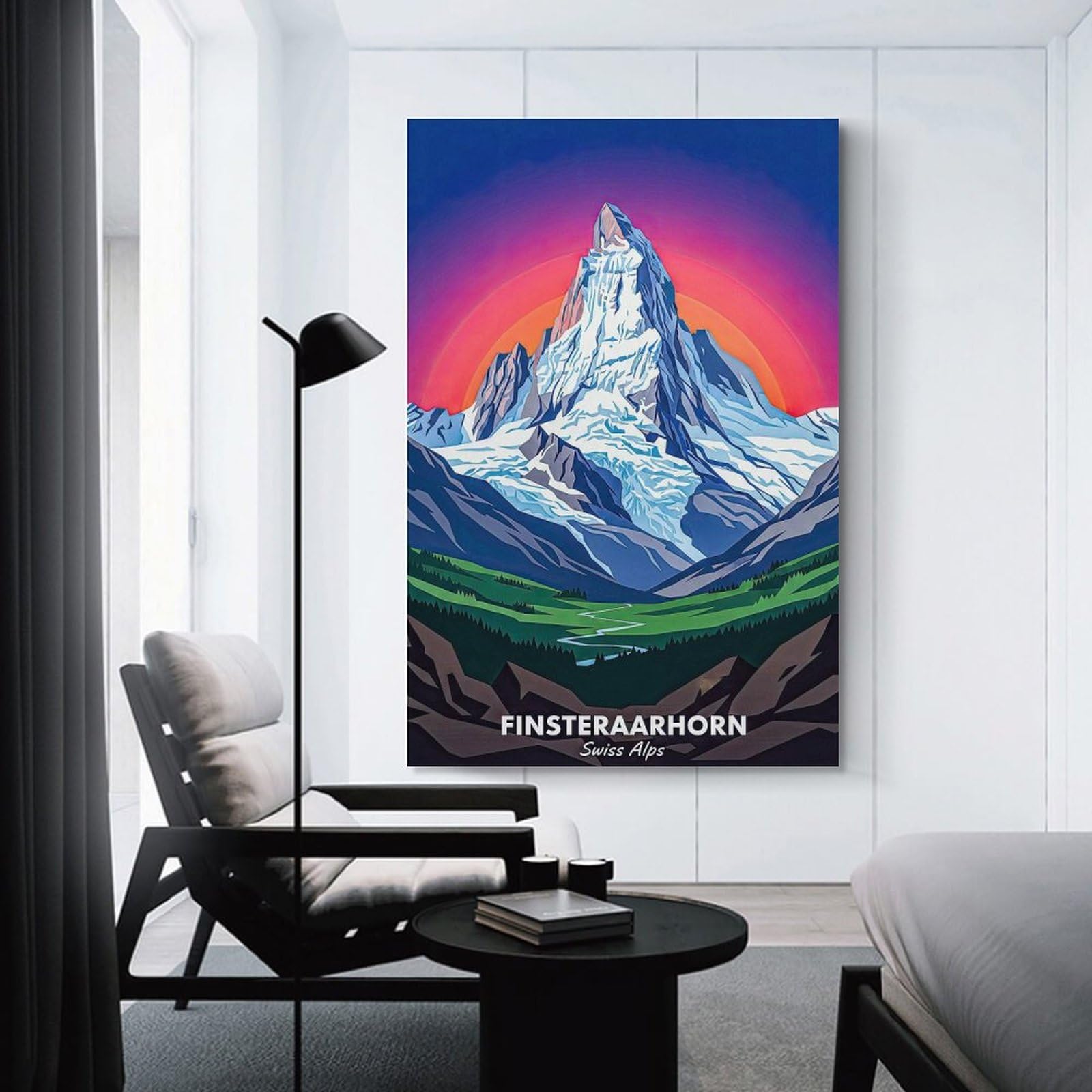Junmoney Unframe-Style-10 Room Decor Wall Art Finsteraarhorn Swiss Alps, 24X36inch(60X90cm), For Living Room, Bedroom, Office Or Hallway, An Adaptable Decor Piece For Home Use