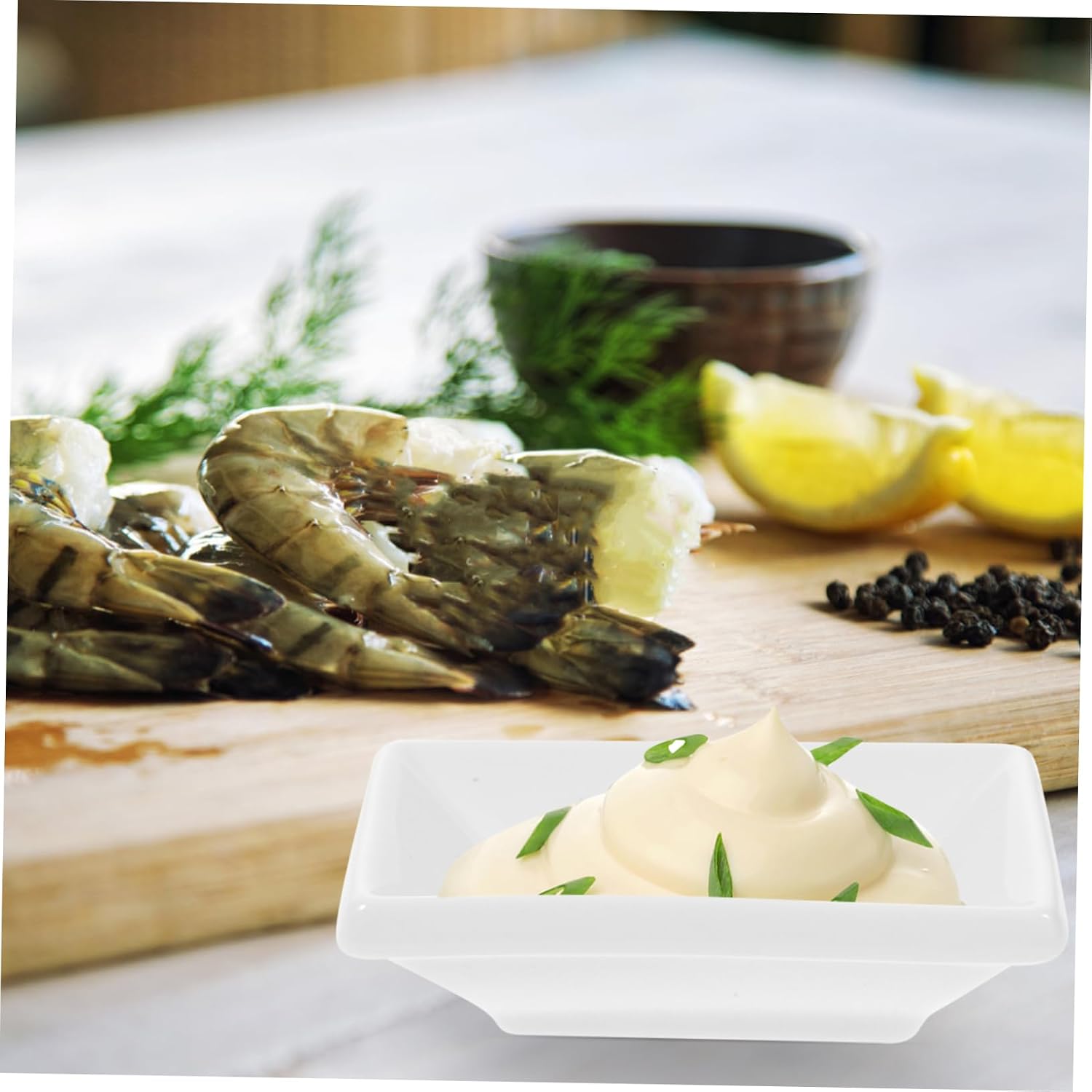6 Piece White Ceramic Rectangular Sauce Dishes for Soy Sauce and Appetizers