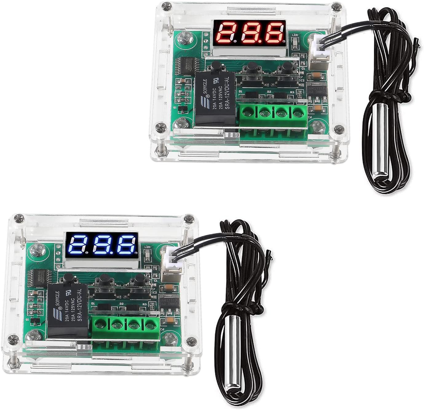 2 unids W1209 DC 12 V controlador digital de temperatura tablero de pantalla digital termostato -58.0-230.0 F interruptor electrónico de temperatura