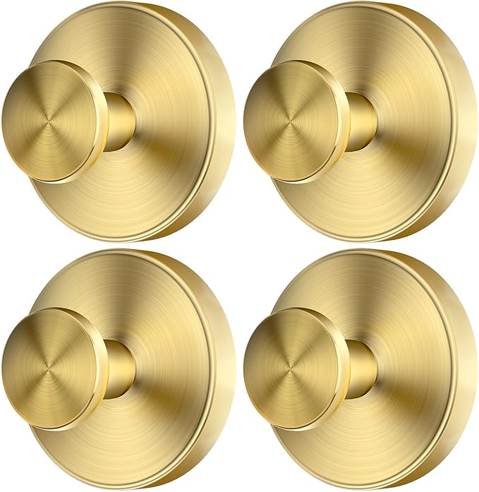 2026 Upgraded Drill-Free Suction Cup Hooks, Stainless Steel Suction Cup Hooks for Shower, Mirror, Wall, Bathroom, Glass, Hanging Towels - 4 Pack, Gold