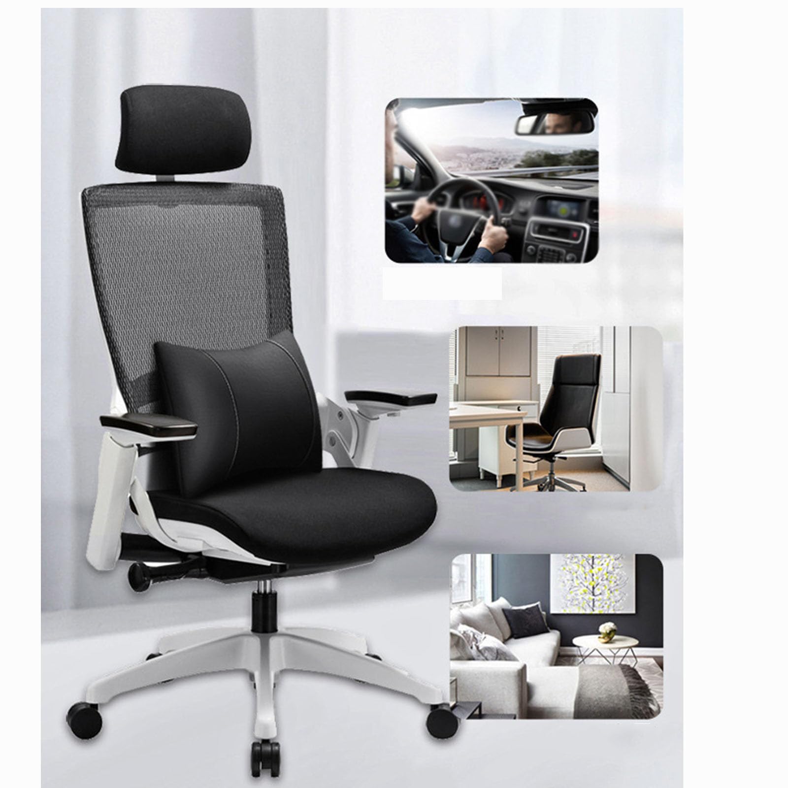 Poggiatesta Auto, per Renault Captur 2013-2022 2023 2024 2025 X81 X82 Cuscino Cervicale Auto e Supporto Lombare Ergonomico Kit Cuscini Sedile Auto Viaggio,Beige