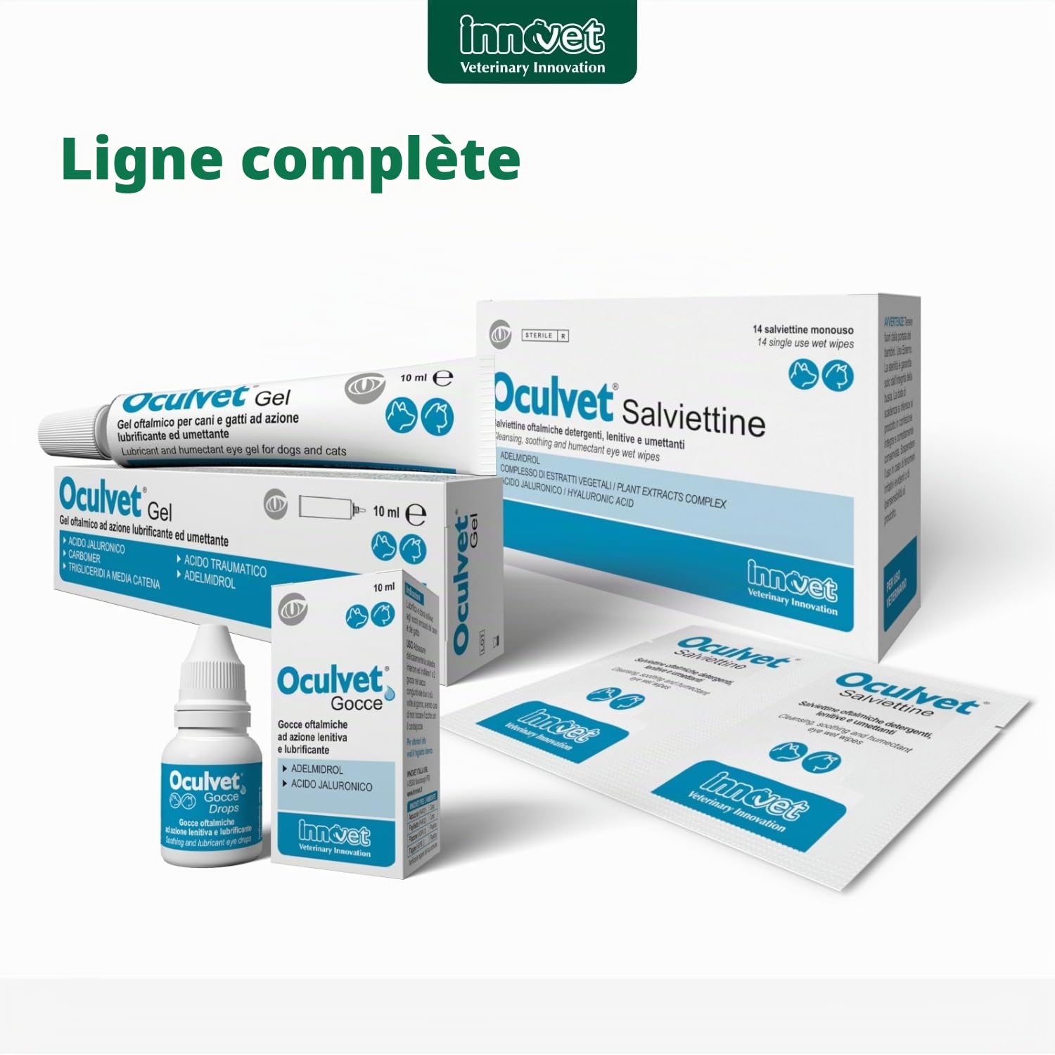 Innovet Oculvet Gel ophtalmique | Effet lubrifiant et hydratant | Chiens et chats | Protection de la surface des yeux dans toutes les conditions de changements du film lacrymal | 10 ml