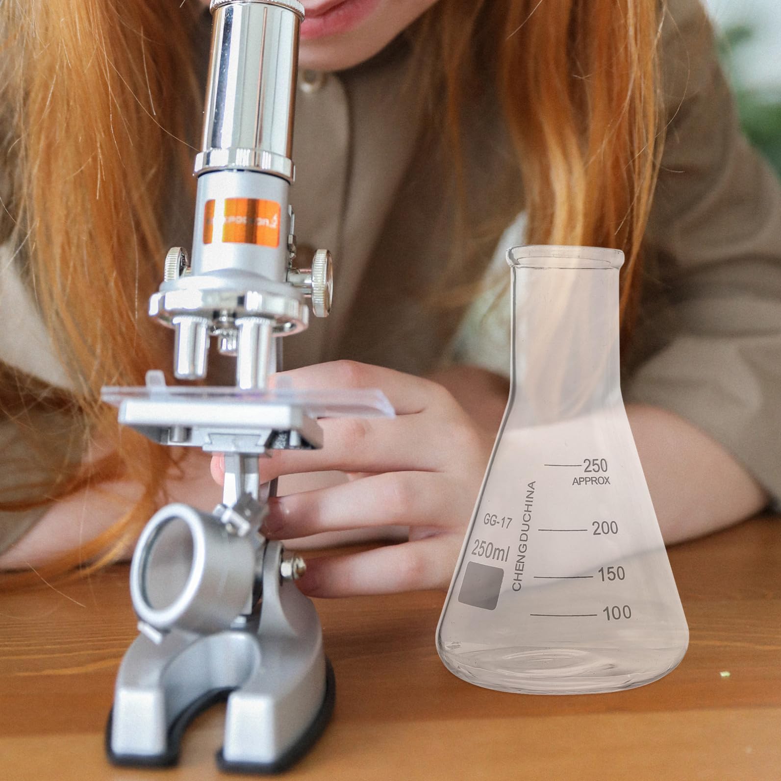Cilindro Graduato in Vetro 9 Pezzi Scala Chiara per Laboratorio | Becher e Fiaschetta Triangolare Trasparenti, Capacità 50ml 100ml 150ml 250ml, per Chimica Scolastica e Ricerca