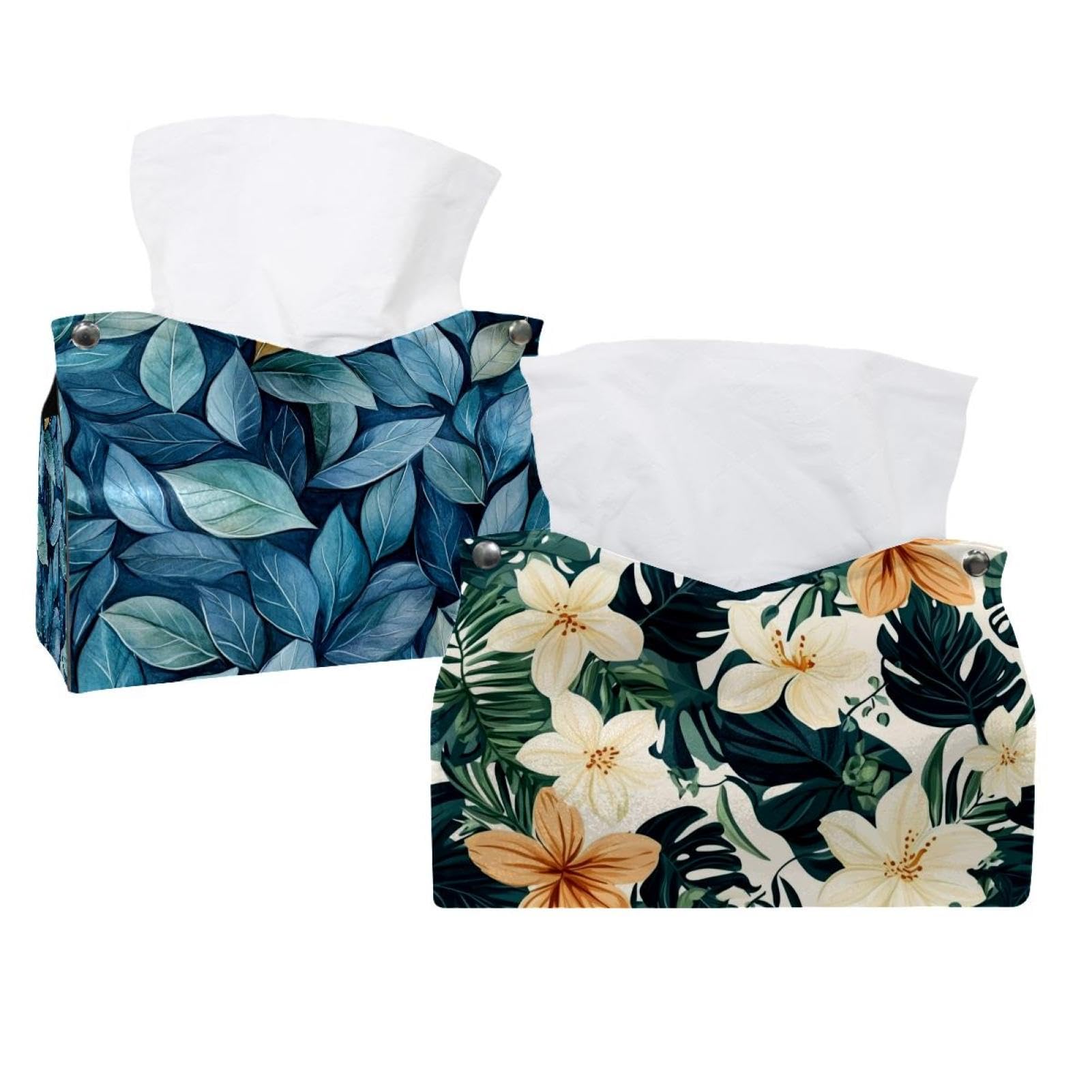Boîte à mouchoirs en papier palmier tropical - Lot de 2 boîtes en carton décoratives