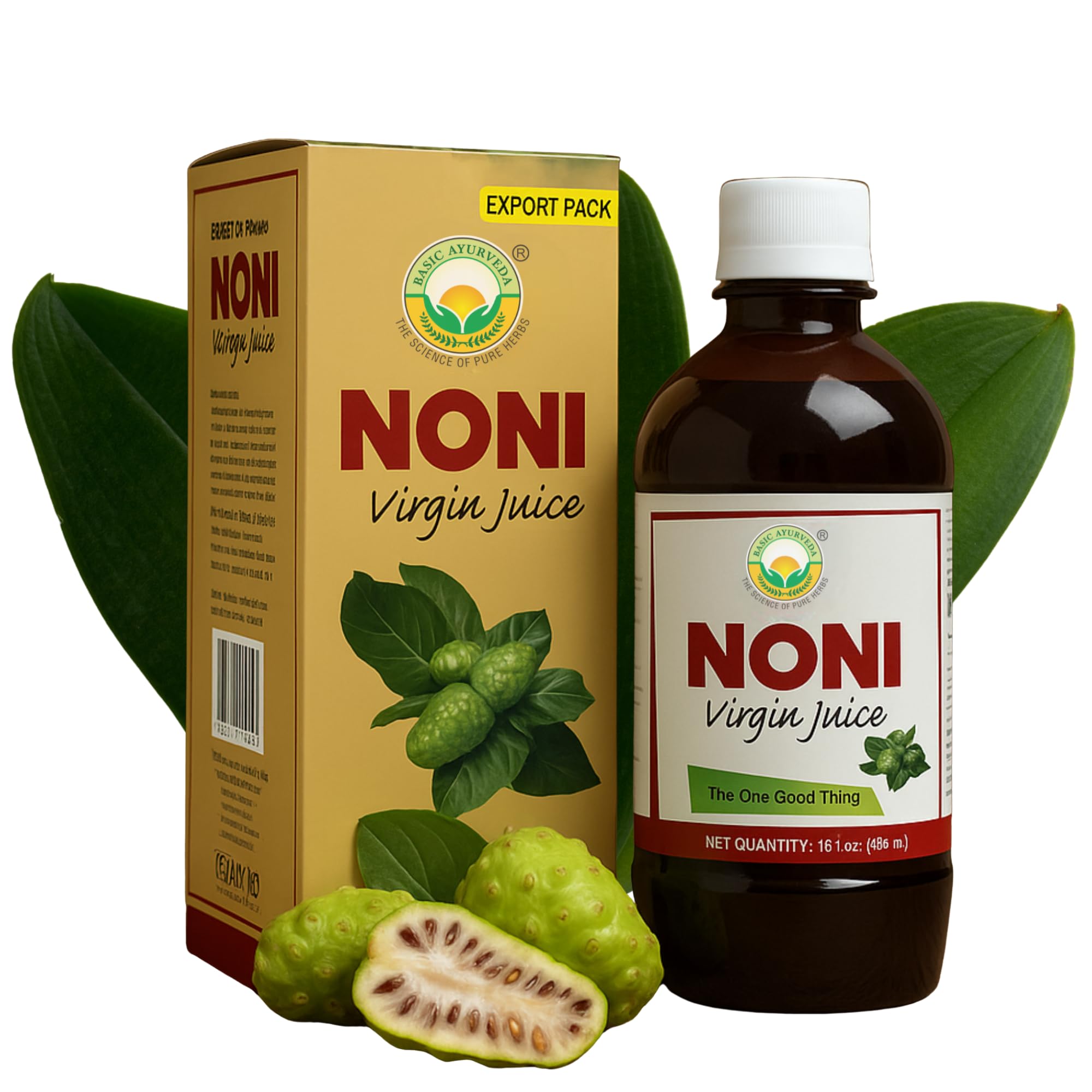 BASIC AYURVEDA Noni Virgin Fruit Juice | 16.23 Fl Oz (480ml) | Pure & Organic | Natural Antioxidant-Rich Fruit Juice | for Wellness, Energy & Daily Health Support