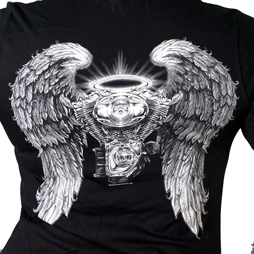 Miniatura 4 de Hot Leathers Black Asphalt Angel Ladies Camiseta de manga corta