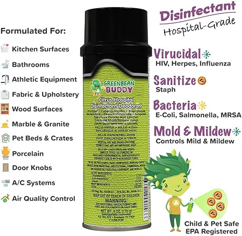 Miniatura 2 de Green Bean Buddy Spray desinfectante para gripe de grado hospitalario, tubercilocida, aerosol de herpes, infección por estafilococos, VIH, control
