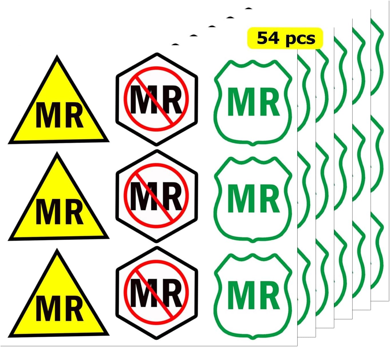 Well Tile MRI Warning Stickers 2X2 Inch - MR Safe MRI Safe Vinyl Sticker MR Unsafe MR Conditional Labels 54 Pcs