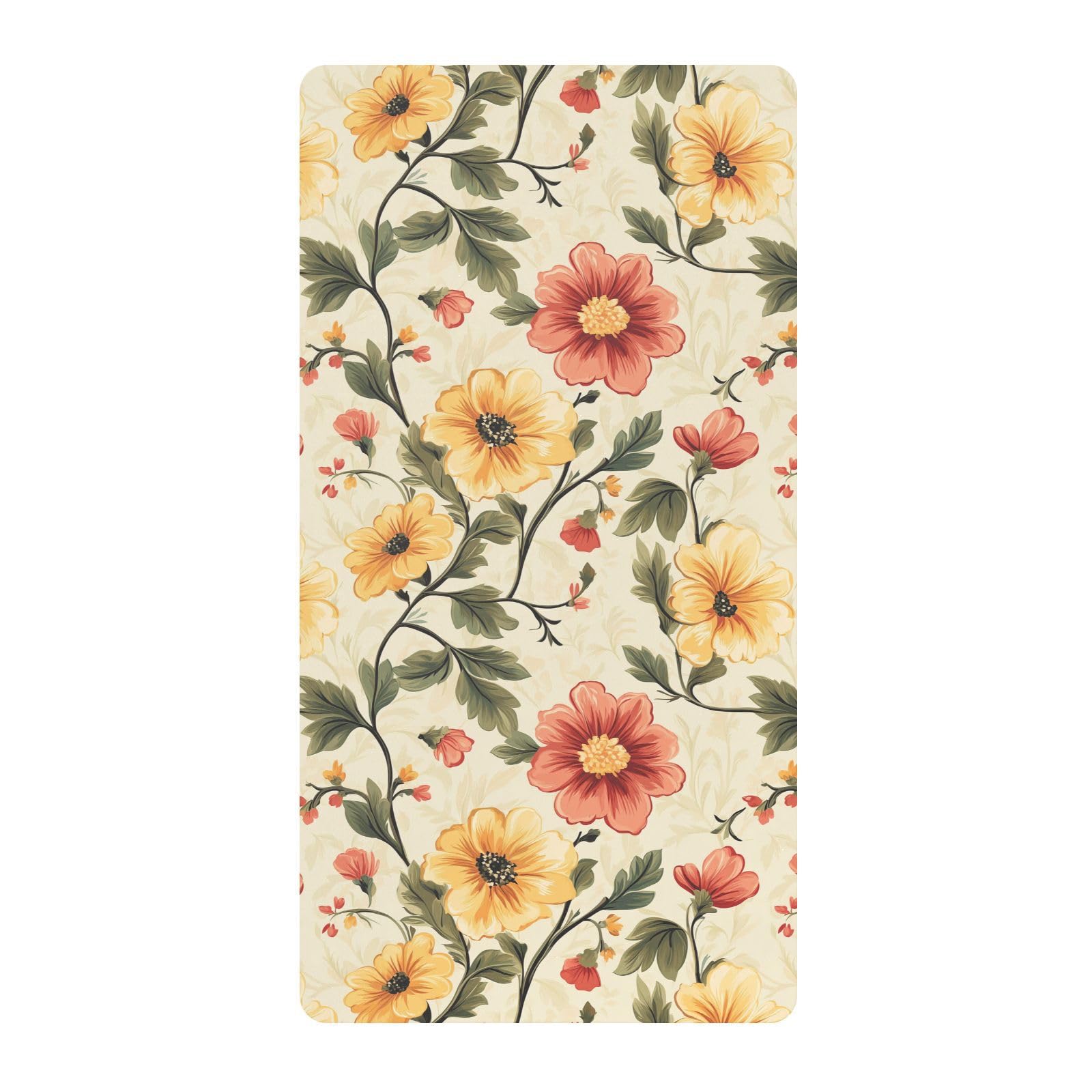 Drap de berceau vintage fleurs coton doux lit bébé fille garçon