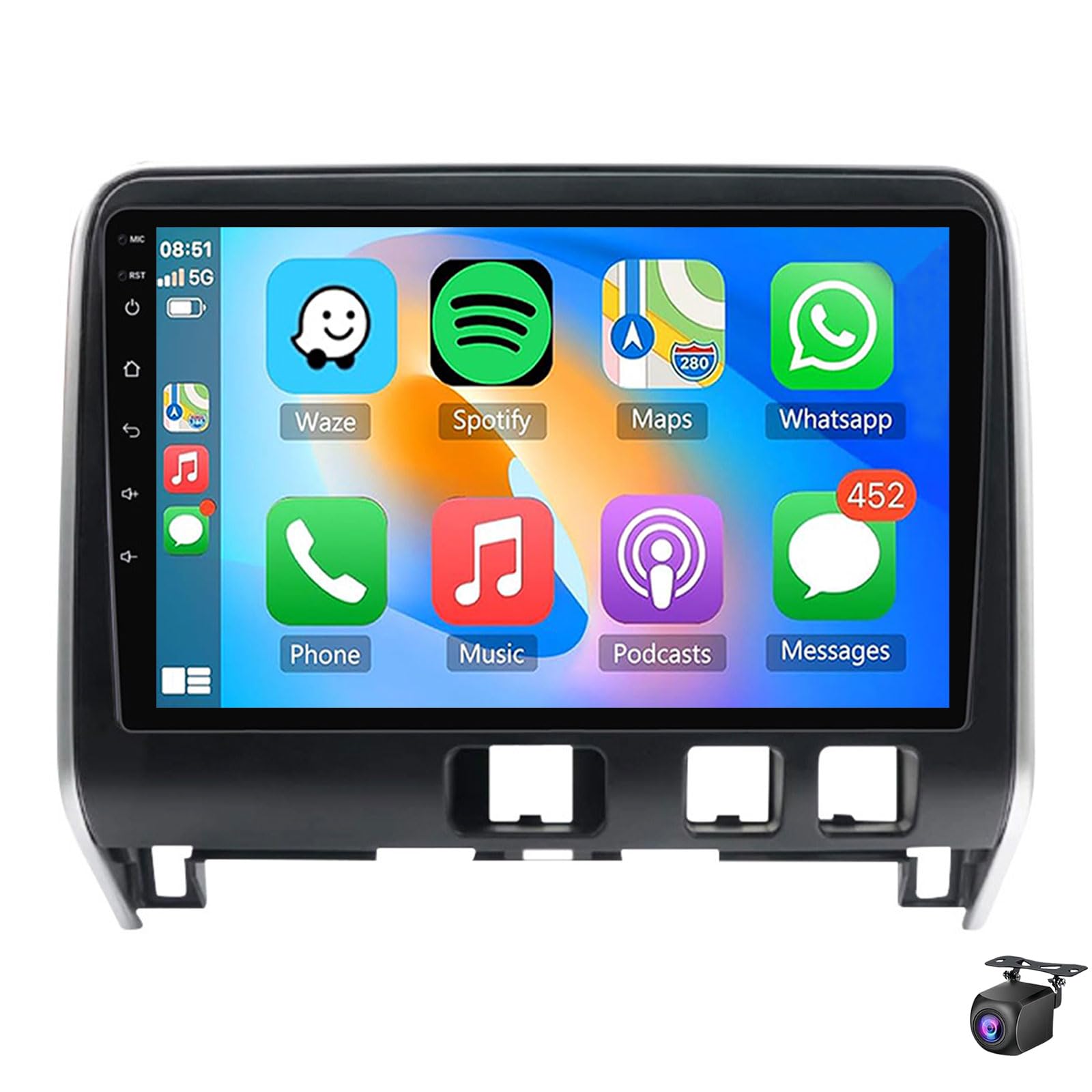 Android 15 Car Stereo for Ni-ssan Serena 5 C27 2016 2017 2018 2019 with Wireless CarPlay Android Auto 9'' Touchscreen with WiFi GPS Mirror Link Bluetooth FM DSP EQ SWC Backup Camera(Size:8Core 4+32G)