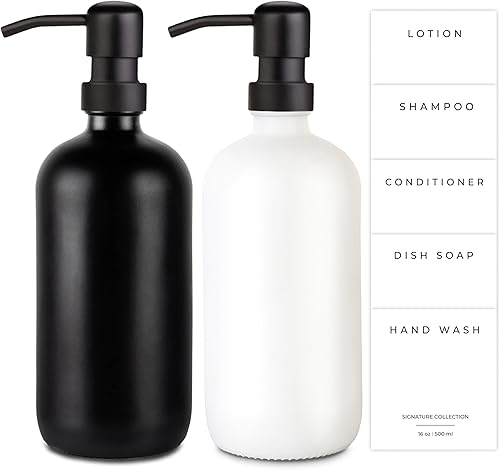 Miniatura 22 de Emerson Essentials Dispensador de jabón para cocina, dispensador de platos para cocina, juego de manos de baño, botellas de vidrio con bomba y 04 –