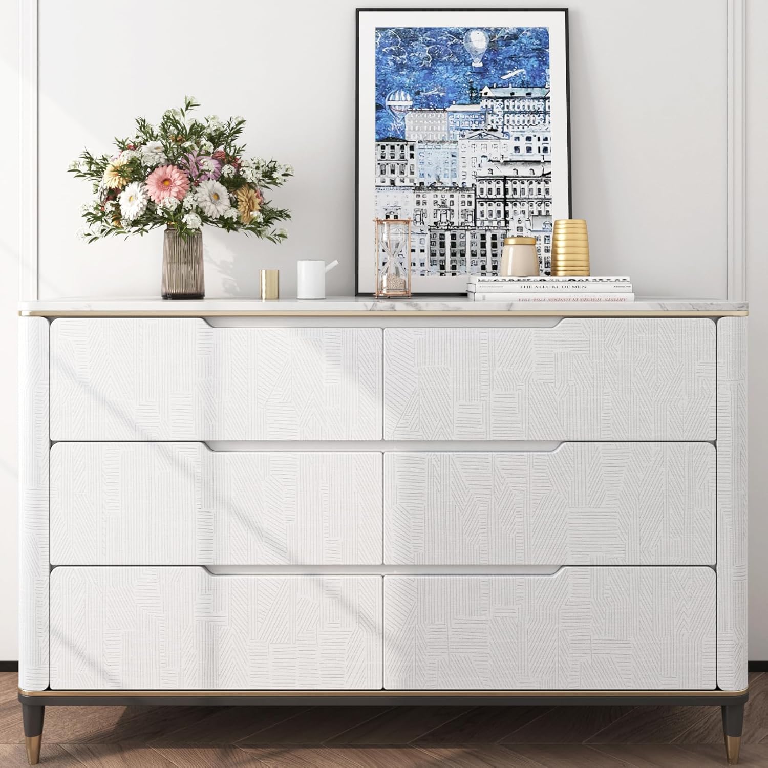 FunStick 40CM×12M Textured Vinyl Wallpaper White Grey Kitchen Wallpaper Patterned Vinyl Wrap for Furniture Grey and White Sticky Back Plastic Roll for Shelves Washable Grey and White Stripe Wallpaper - Image 3