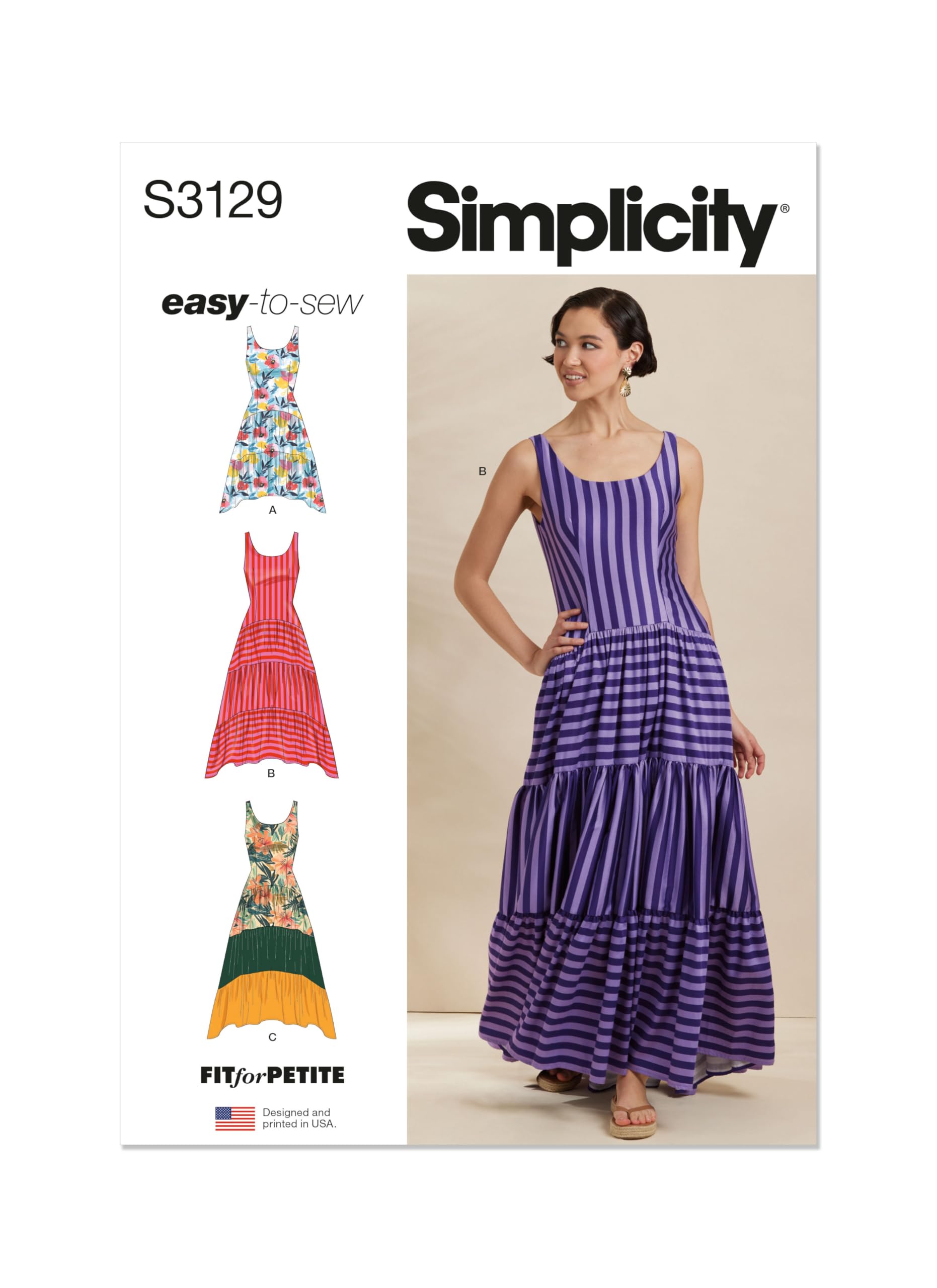 Simplicity Sewing Pattern SS3129D5 Misses' Dresses with Petite Lines D5 (4-6-8-10-12)