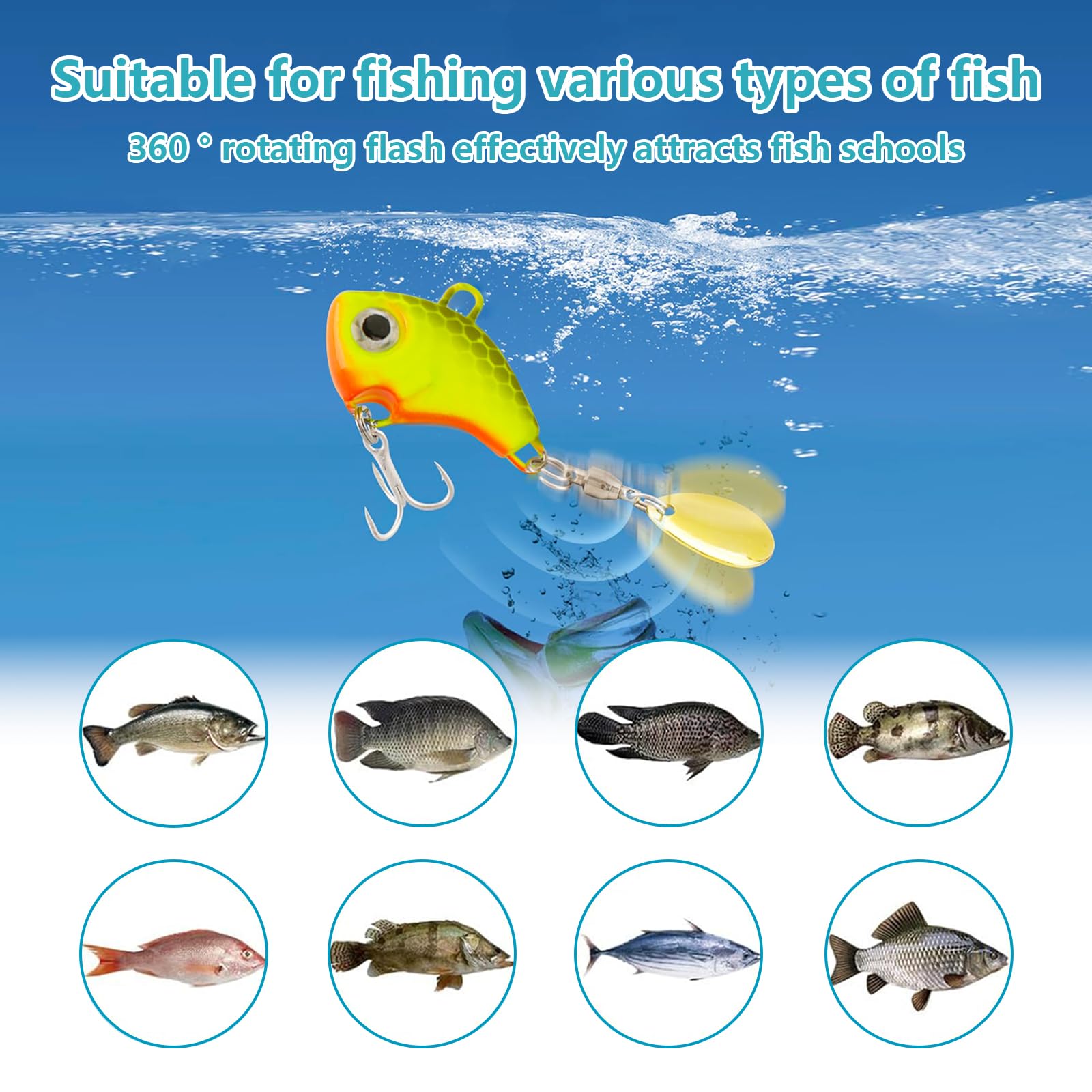 Yqhugbc 6 Leurres De Pêche Métal - Cuillères Rotatives Pour Brochet, Truite Et Carnassiers Eau Douce Et Mer