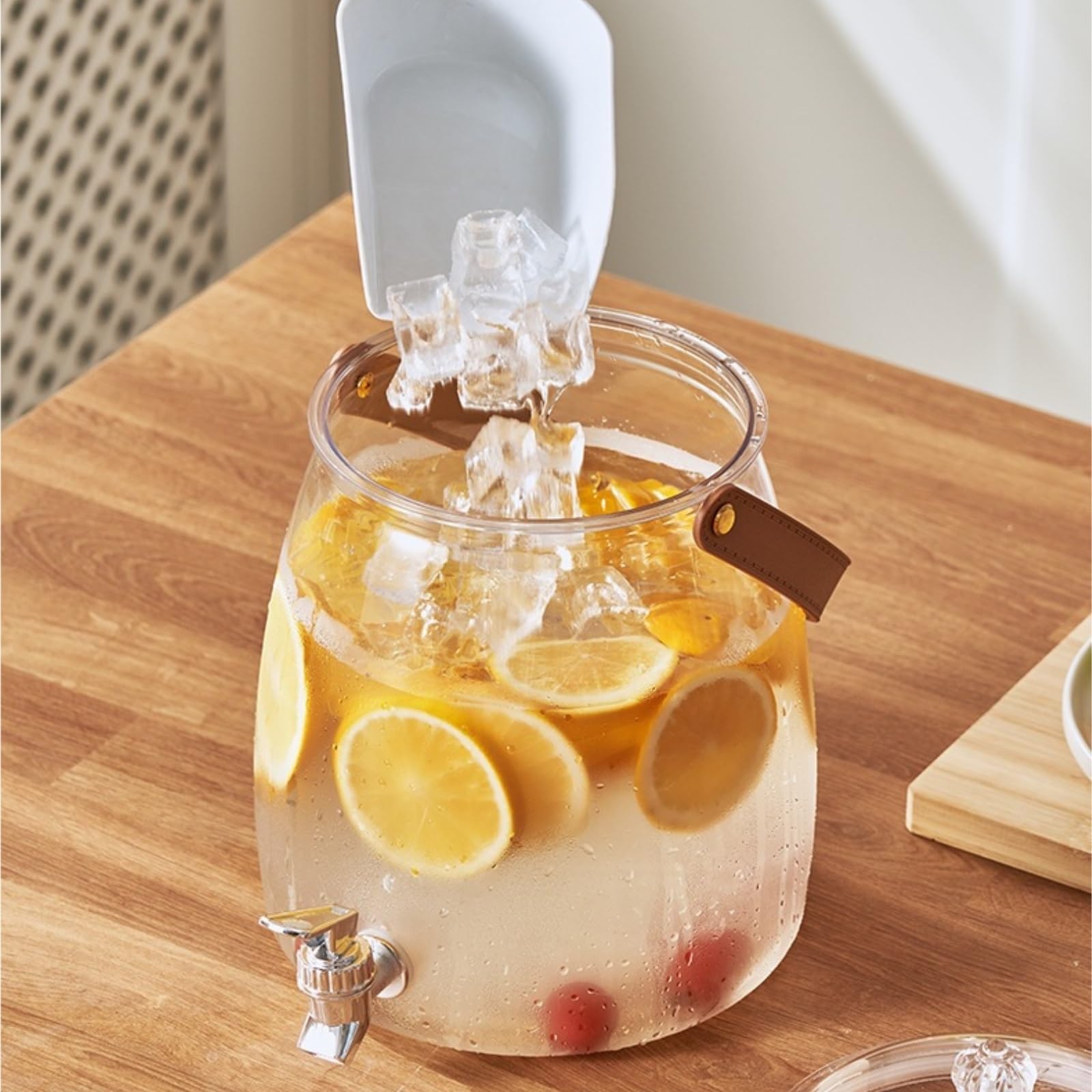 getränke spender Kunststoff-Getränkespenderbehälter mit Edelstahlzapfen und Griff, eisgekühlter Saft, Limonade for Partys kühlung(3L)