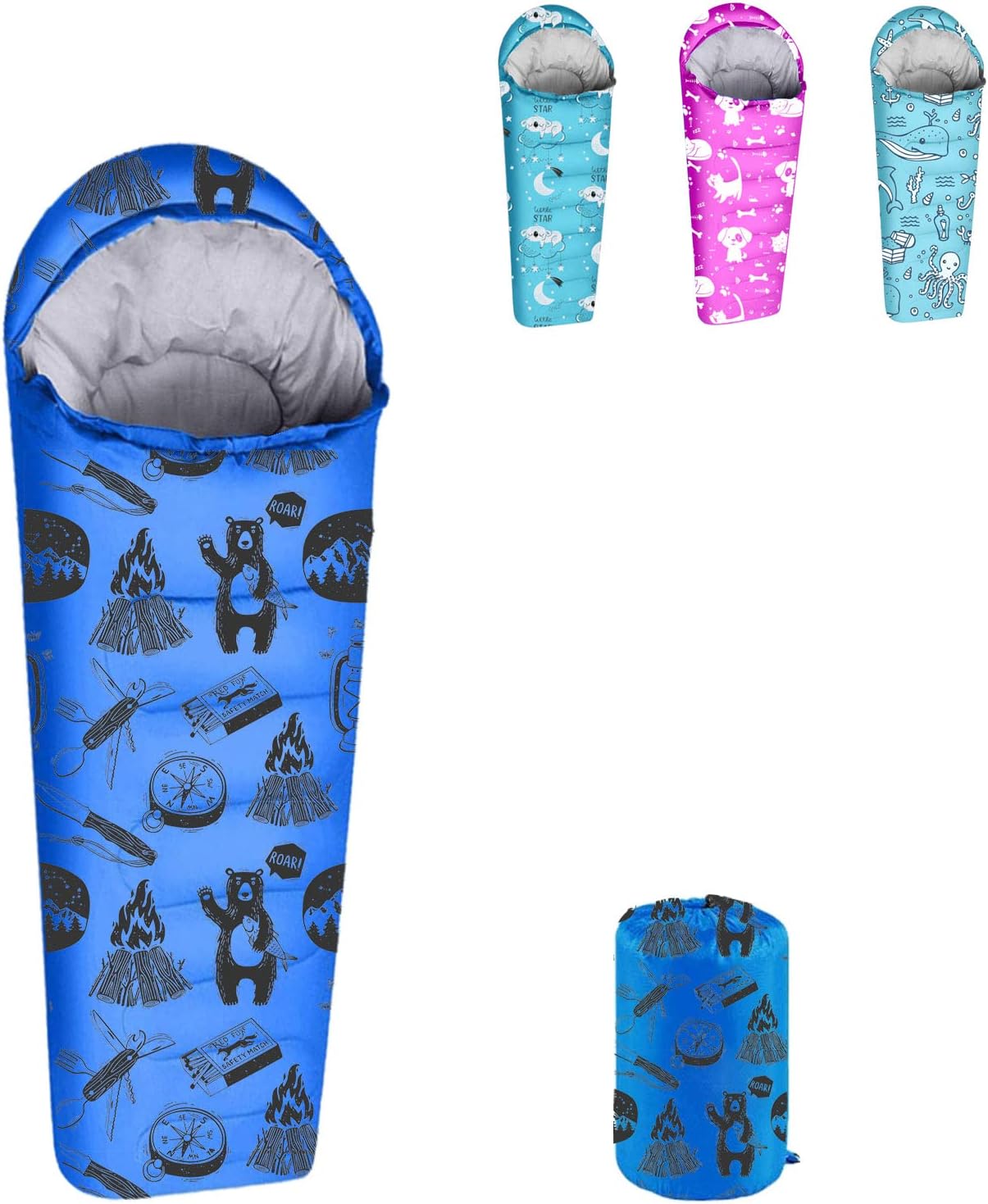 32F - 59F Youth and Kids Sleeping Bag | Indoor/Outdoor Boys and Girls Sleeping Bag | Mummy Style, Lightweight Sleeping Bag for Kids