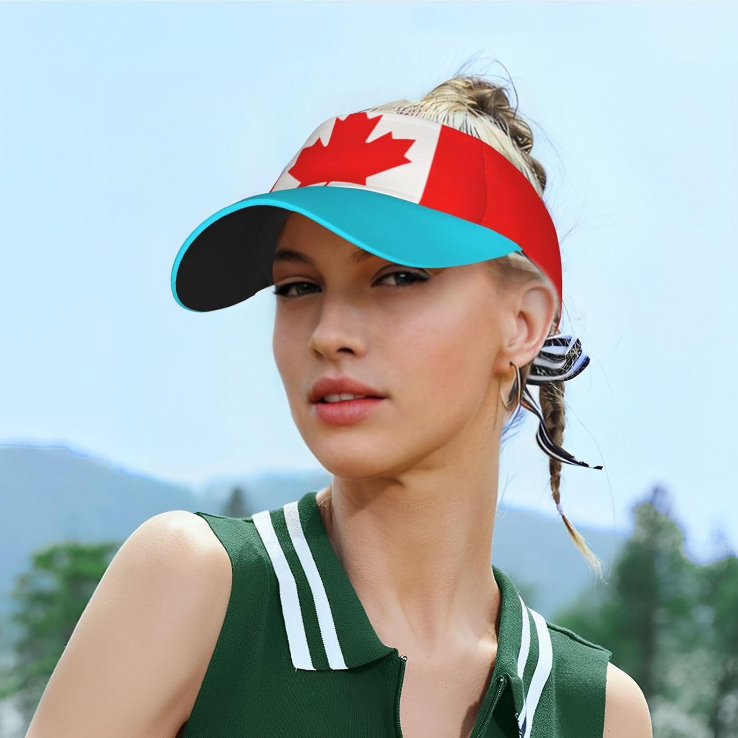 Print Sports Sun Visor Hats Adjustable Adult Sunscreen Visor Cap for Men Women. Black