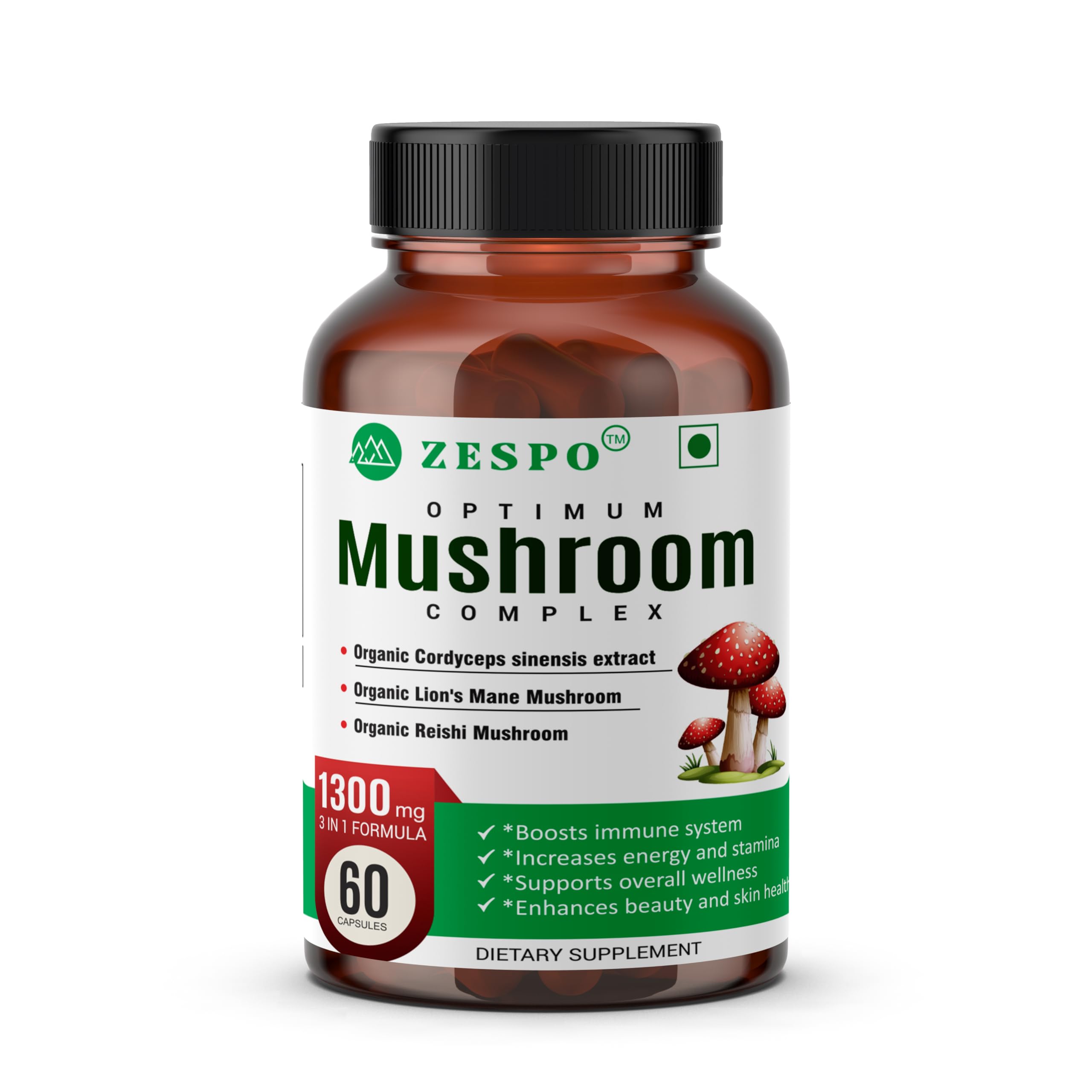 Zespo Optimum Mushroom Complex - Organic Blend of Cordyceps, Lions Mane & Reishi for Vitality, Focus & Immune Support - Dietary Supplement (B0C4BDQ8NV) Amazon Price History, Amazon Price Tracker